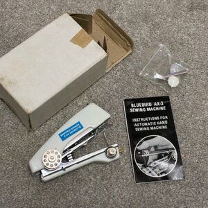 Vintage Bluebird AX-3 Handheld Sewing Machine for Travel - Box & Instructions